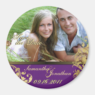 Enregistrer la date Purple & Gold Shimmer Magnet f