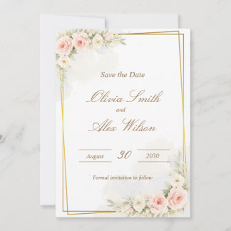 Enregistrer la date romantique florale Dusty Blush