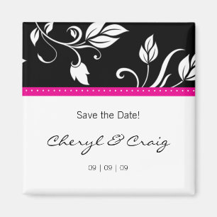 Enregistrer la date rose noir tendance Magnet flor