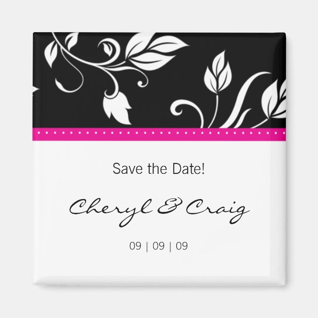 Enregistrer la date rose noir tendance Magnet flor (Devant)