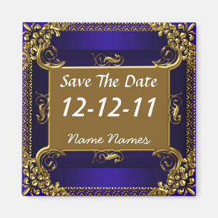 Enregistrer la date Royal Blue Gold Magnet