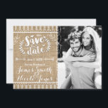 Enregistrer la date Rustic Burlap Photo Invitation<br><div class="desc">Enregistrer la date Rustic Burlap Photo Invitation Card</div>