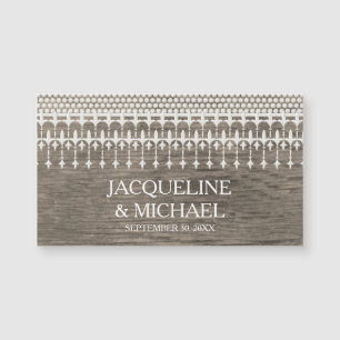 Enregistrer la date Rustic Vintage dentelle en boi