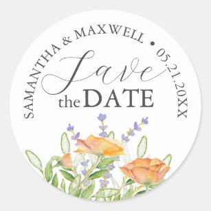 Enregistrer La Date Stickers Mariage Fleurs sauvag