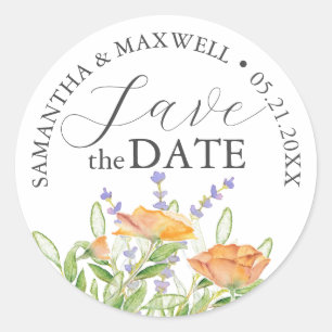 Enregistrer La Date Stickers Mariage Fleurs sauvag
