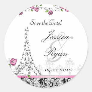 Enregistrer la date Stickers Mariage Paris Noir Bl