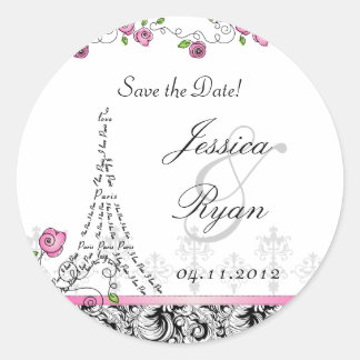 Enregistrer la date Stickers Mariage Paris Noir Bl
