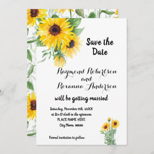Enregistrer la date SunFlowers Green Invitation