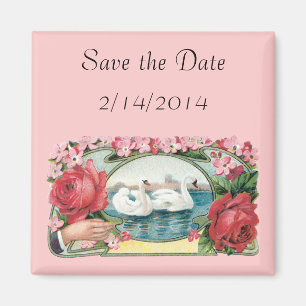 Enregistrer la date Swans Magnet Rose