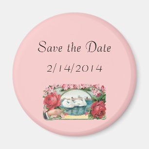 Enregistrer la date Swans Rose Aimant personnalisé