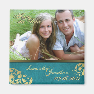 Enregistrer la date Turquoise & or Shimmer Magnet