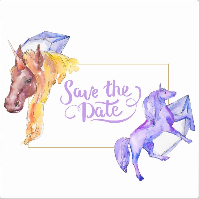 Enregistrer La Date Unicorn Contour Sticker (Devant)