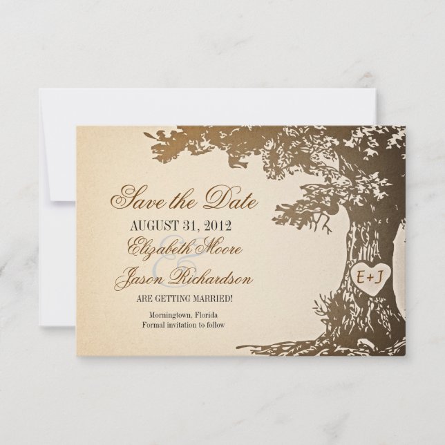 enregistrer la date vieille arbre vintage cartes p (Devant)