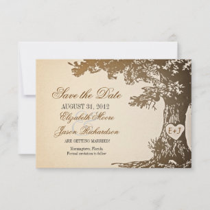 enregistrer la date vieille arbre vintage cartes p