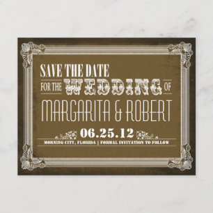 enregistrer la date vintage brun invitations