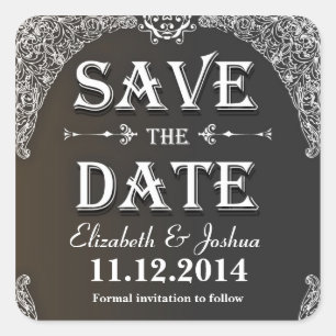 enregistrer la date vintage damask stickers