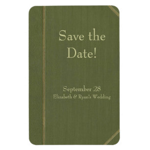 Enregistrer la date Vintage livre vert Magnet