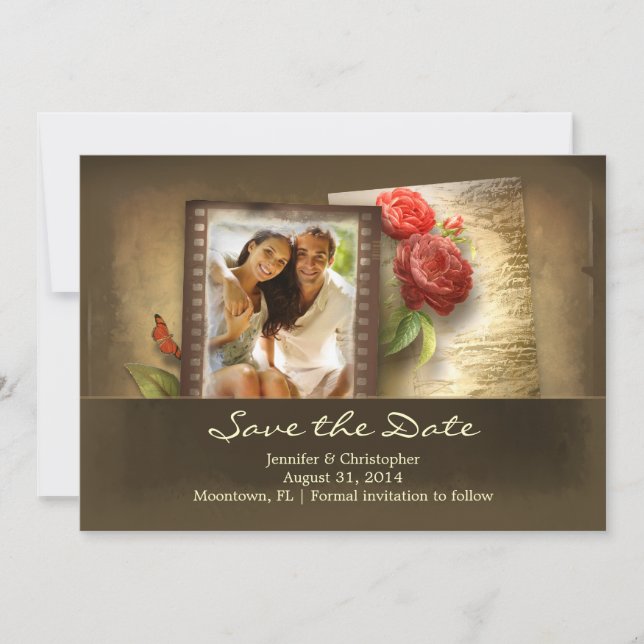 enregistrer la date vintage photo invitation rusti (Devant)