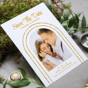 Enregistrer La Date White Gold Style Art Déco Mari