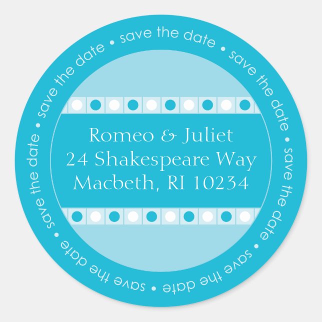 Enregistrer le Étiquette de adresse de date - Blue (Devant)