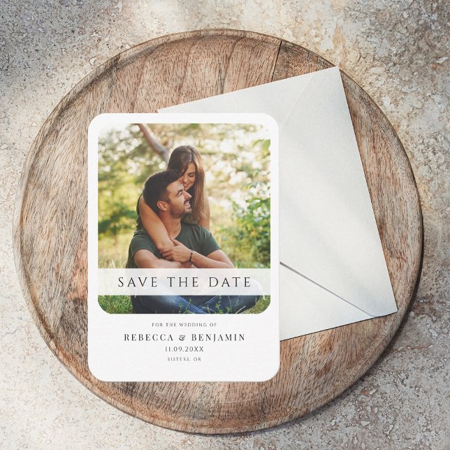 Enregistrer le Faire-part Mariage de photos Date (Modern Photo Wedding Save the Date Announcement Notecard)