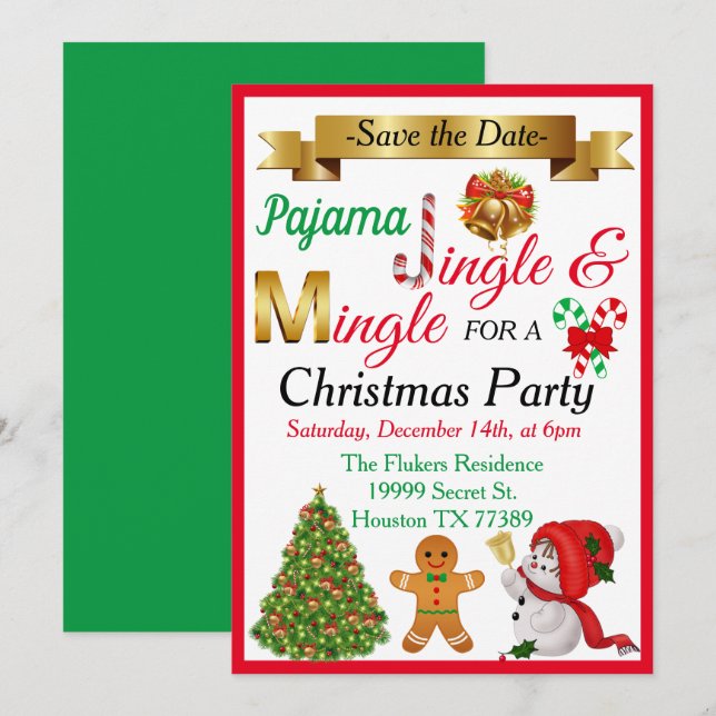 Enregistrer le Invitation de la fête de Noël (Devant / Derrière)