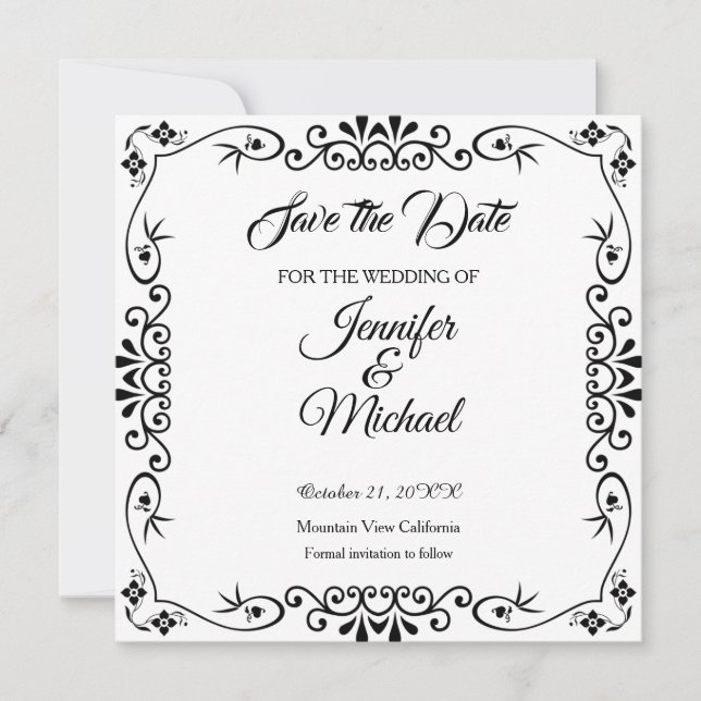 Enregistrer le modèle floral Mariage date (Devant)
