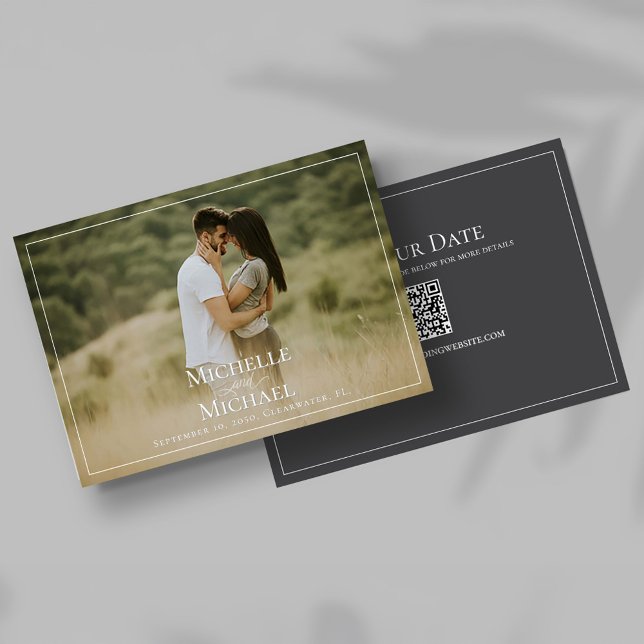 Enregistrer le Modèle photo Mariage de date (Elegant save the date photo card template. )