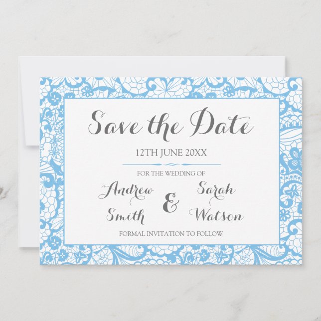 Enregistrer les cartes de date, Blue Lace Design (Devant)