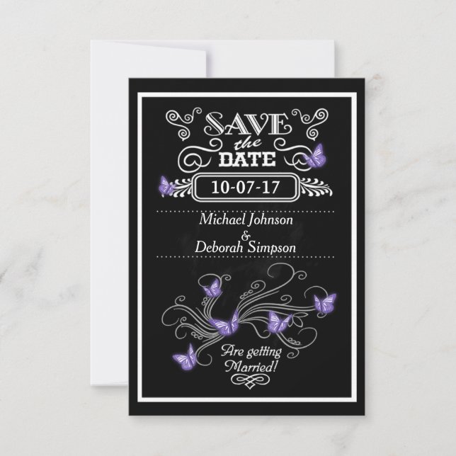 Enregistrer Les Cartes De Date Chalkboard Purple B (Devant)