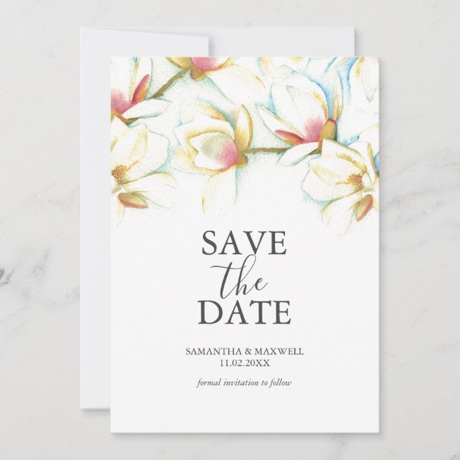 Enregistrer Les Cartes De Date Fleurs Magnolia Bla (Devant)