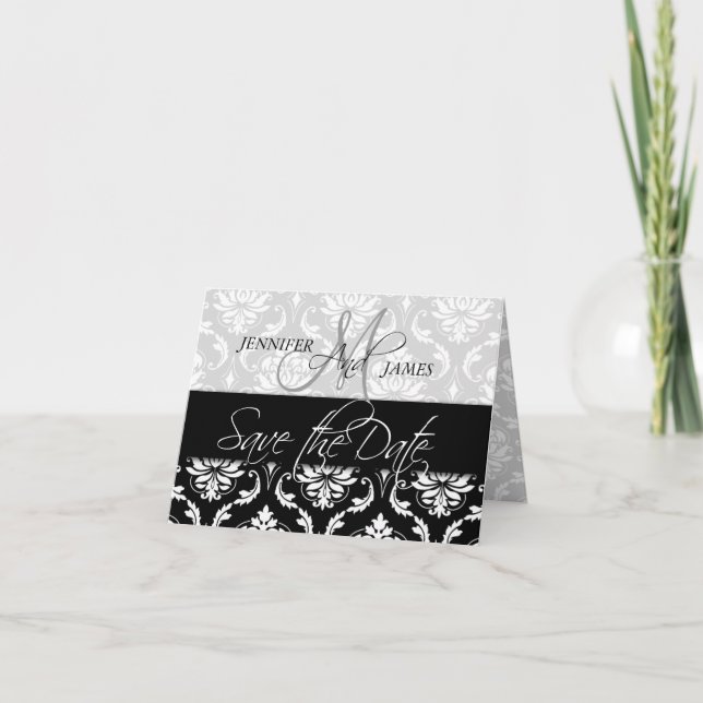 Enregistrer les cartes de dates Damask Monogramme  (Devant)
