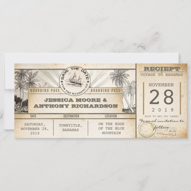enregistrer les tickets de date - invitations vint (Devant)