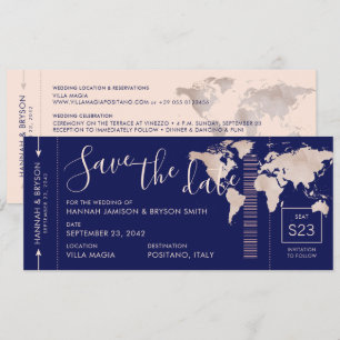 Enregistrez la Date Carte du Monde Rose Gold Bille