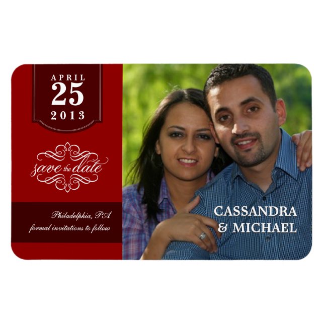 Enregistrez la date Magnets de luxe avec votre pho (Horizontal)