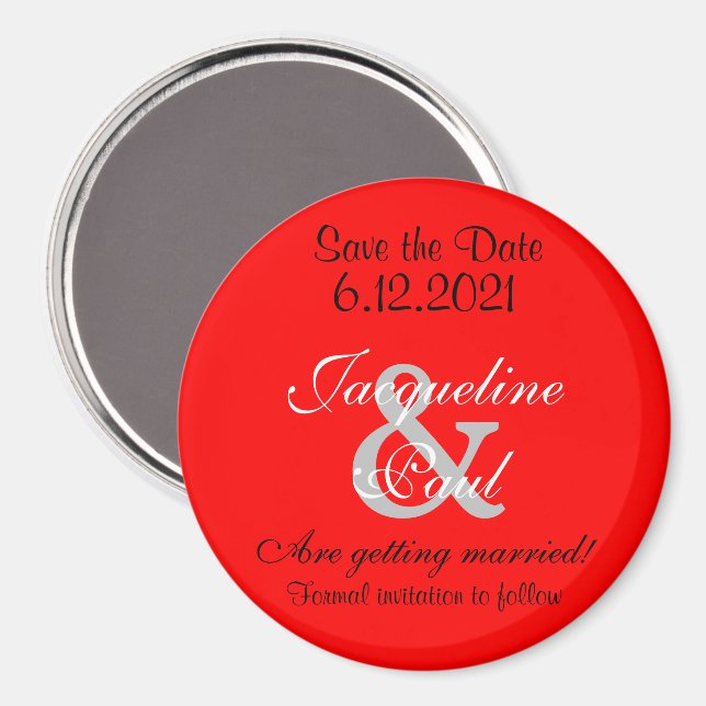 Enregistrez la Date Magnets Rouge Romantique (Recto/Verso)
