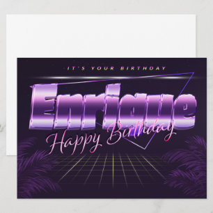 Enrique prénom carte rétro violet anniversaire
