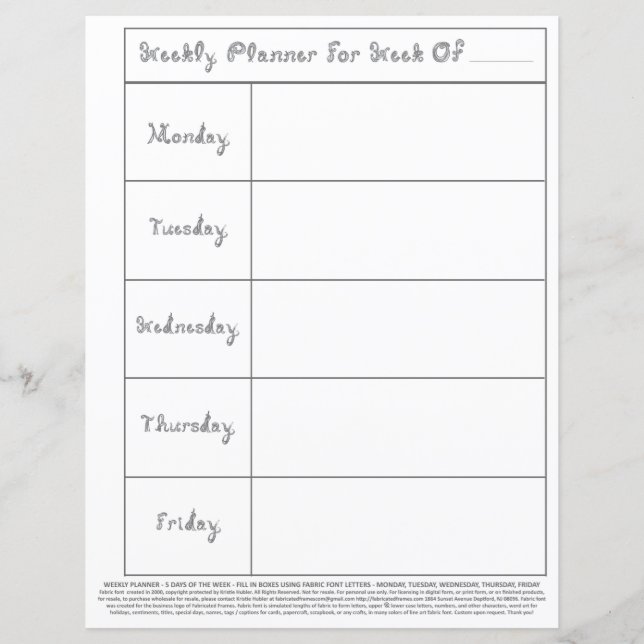 Enseignant 5 jours Plan de leçon de la semaine Fon (Devant)