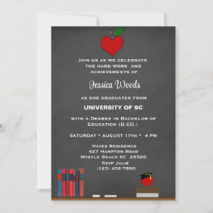 Enseignant Chalkboard Heart Graduation Invitation