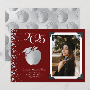 Enseignant Éducation Silver Graduation Faire-part