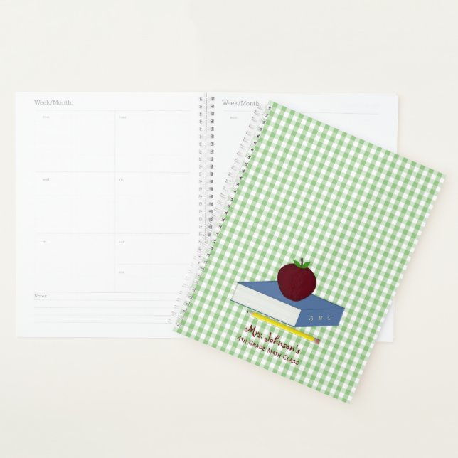 Enseignant En vichy Vert Et Blanc (Devant avec enveloppe)