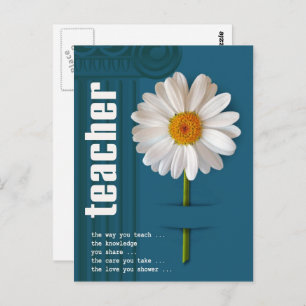 Enseignant Merci. Carte postale Daisy Design