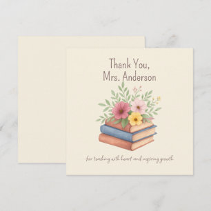 Enseignant Merci - Fleurs d'aquarelle - carte à pl