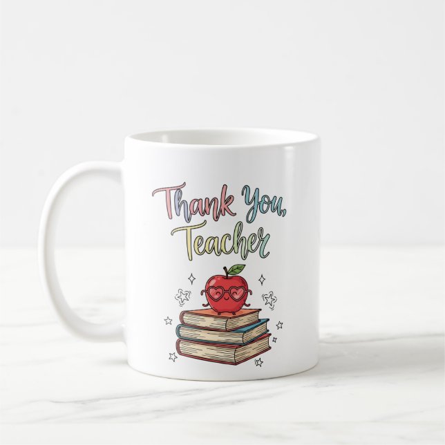 Enseignant Merci Livres & Pomme Mug (Gauche)