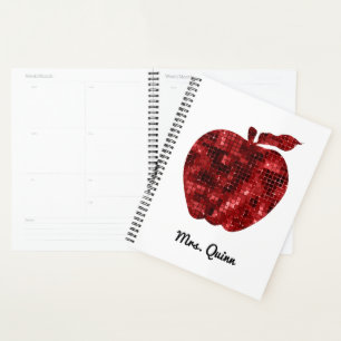 Enseignant personnalisé Rouge Faux Sequin Apple