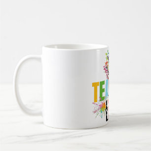 Enseignant vie arc-en-ciel pommier tasse de café