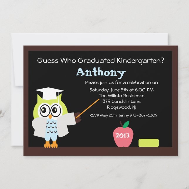 Enseignant Wise Owl Kids Graduation Invitation (Devant)