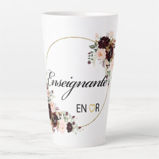 Énseignante Aquarelle Florale Latte Mug