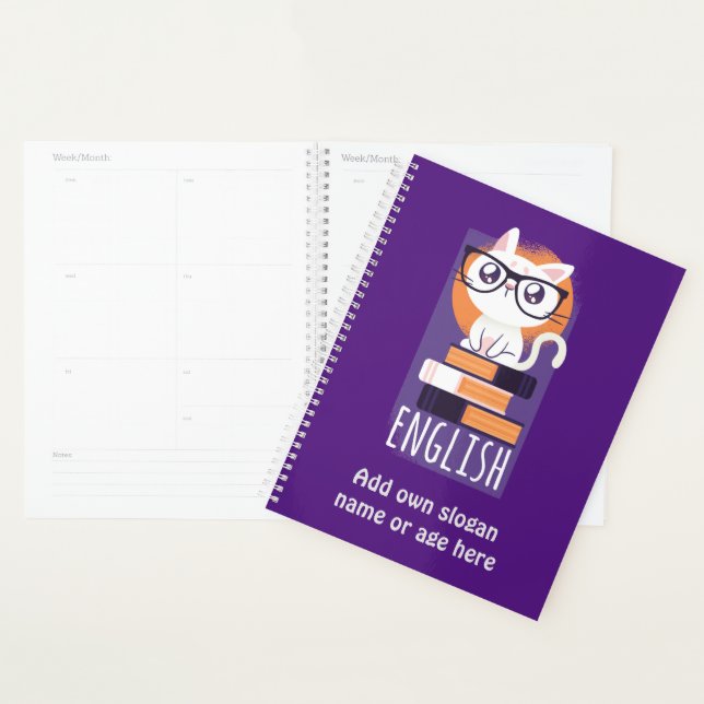 ENSEIGNANTS ANGLAIS Cadeau - Cute Kawaii Chat Purp (Devant avec enveloppe)