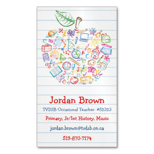 Enseignants colorés Apple Carte de visite Magnet 2